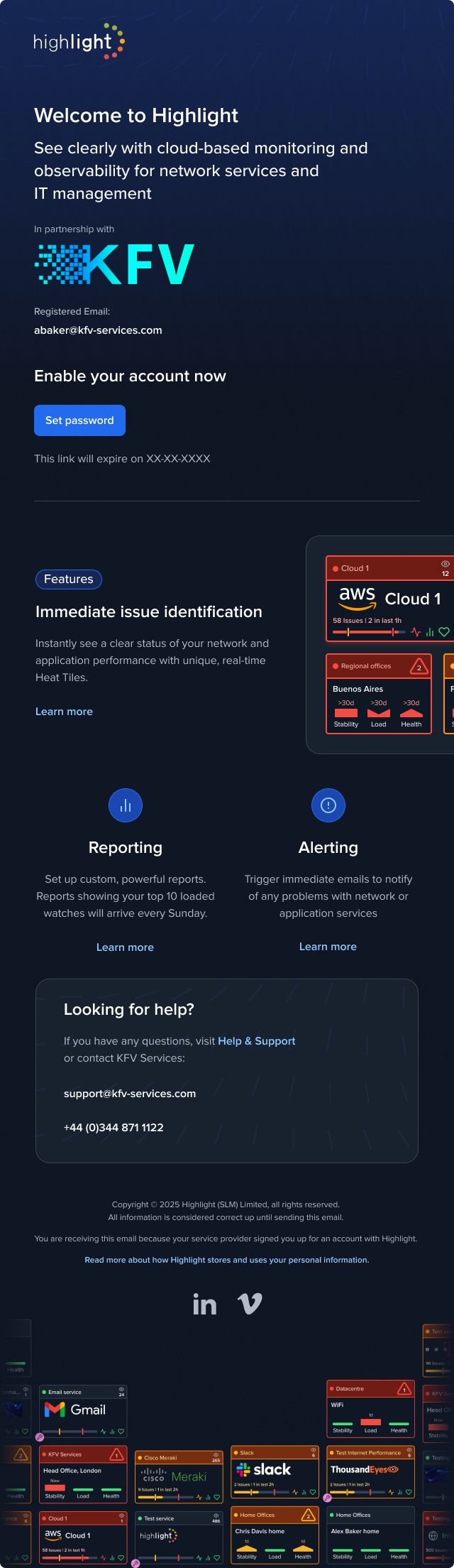 Initial new user welcome email